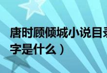唐时顾倾城小说目录（唐时顾倾城玉芙小说名字是什么）