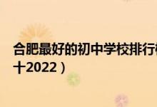 合肥最好的初中学校排行榜（安徽合肥最好初中学校排名前十2022）