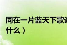 同在一片蓝天下歌词（同在一片蓝天下歌词是什么）