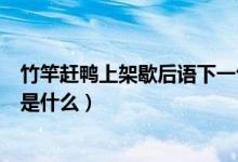 竹竿赶鸭上架歇后语下一句是什么（赶鸭上架歇后语下一句是什么）