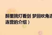 醉里挑灯看剑 梦回吹角连营（关于醉里挑灯看剑 梦回吹角连营的介绍）