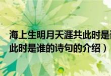 海上生明月天涯共此时是谁的诗句（关于海上生明月天涯共此时是谁的诗句的介绍）