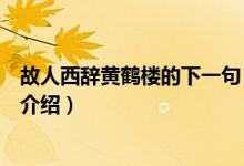 故人西辞黄鹤楼的下一句（关于故人西辞黄鹤楼的下一句的介绍）