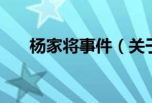 杨家将事件（关于杨家将事件的介绍）