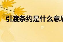 引渡条约是什么意思（大家可以了解一下）