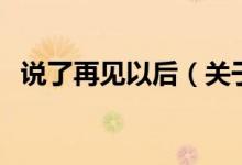 说了再见以后（关于说了再见以后的介绍）