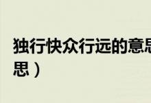 独行快众行远的意思（独行快众行远是什么意思）