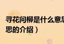 寻花问柳是什么意思（关于寻花问柳是什么意思的介绍）