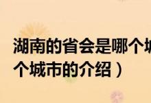 湖南的省会是哪个城市（关于湖南的省会是哪个城市的介绍）