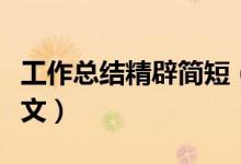 工作总结精辟简短（公司员工个人工作总结范文）