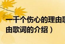 一千个伤心的理由歌词（关于一千个伤心的理由歌词的介绍）