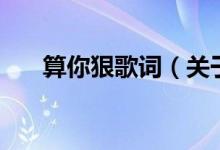 算你狠歌词（关于算你狠歌词的介绍）