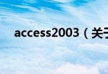 access2003（关于access2003的介绍）