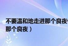 不要温和地走进那个良夜什么意思（什么是不要温和地走进那个良夜）