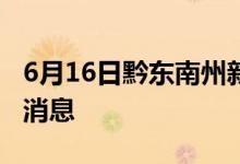 6月16日黔东南州新型冠状病毒肺炎疫情最新消息