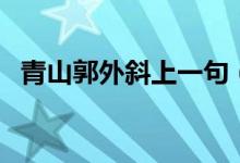 青山郭外斜上一句（过故人庄原文及翻译）