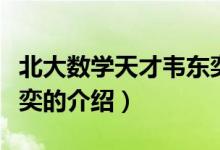 北大数学天才韦东奕（关于北大数学天才韦东奕的介绍）