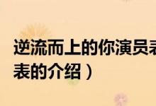 逆流而上的你演员表（关于逆流而上的你演员表的介绍）