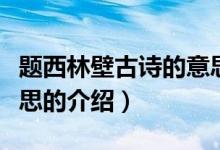 题西林壁古诗的意思（关于题西林壁古诗的意思的介绍）