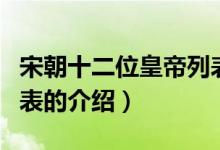 宋朝十二位皇帝列表（关于宋朝十二位皇帝列表的介绍）