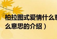 柏拉图式爱情什么意思（关于柏拉图式爱情什么意思的介绍）