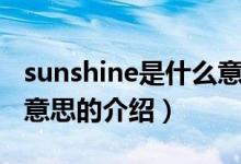 sunshine是什么意思（关于sunshine是什么意思的介绍）