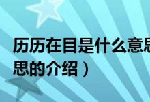 历历在目是什么意思（关于历历在目是什么意思的介绍）
