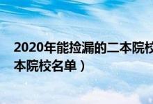 2020年能捡漏的二本院校有哪些（2022低分捡漏的公办二本院校名单）