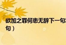 欲加之罪何患无辞下一句怎么反驳（欲加之罪何患无辞下一句）