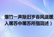 爆竹一声除旧岁春风送暖入屠苏屠苏指的是什么（春风送暖入屠苏中屠苏所指简述）