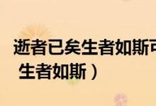 逝者已矣生者如斯可以安慰别人吗(逝者已矣 生者如斯)