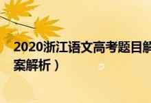 2020浙江语文高考题目解析（2020浙江高考语文试题及答案解析）