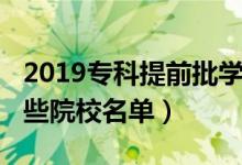 2019专科提前批学校（2022专科提前批有哪些院校名单）