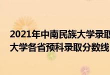 2021年中南民族大学录取分数线是多少（2021年中南民族大学各省预科录取分数线）