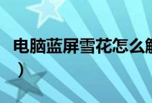 电脑蓝屏雪花怎么解决（电脑蓝屏雪花怎么办）
