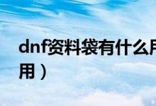 dnf资料袋有什么用（简介dnf资料袋有什么用）