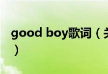 good boy歌词（关于good boy歌词的介绍）