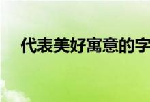 代表美好寓意的字（拥有美好寓意的字）