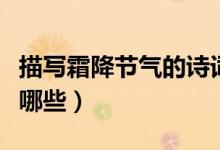 描写霜降节气的诗词（描写霜降节气的诗词有哪些）