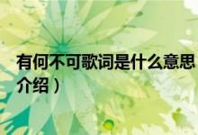有何不可歌词是什么意思（关于有何不可歌词是什么意思的介绍）