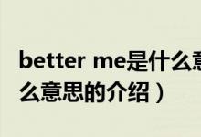 better me是什么意思（关于better me是什么意思的介绍）