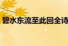 碧水东流至此回全诗（碧水东流至此回全诗）
