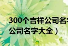 300个吉祥公司名字大全3个字（300个吉祥公司名字大全）