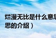 烂漫无比是什么意思(关于烂漫无比是什么意思的介绍)