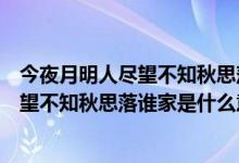 今夜月明人尽望不知秋思落谁家是什么习俗（今夜月明人尽望不知秋思落谁家是什么意思）