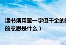 读书须用意一字值千金的意思20字（读书须用意一字值千金的意思是什么）